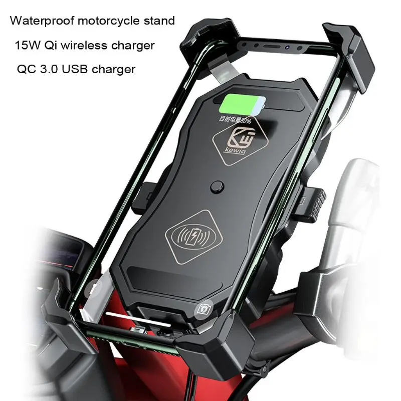 12V мотоциклов QC3.0 USB Qi Беспроводной Зарядное устройство Держатель подставка для мобильного телефона