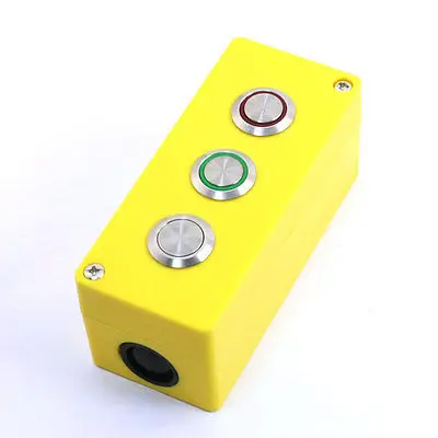 

1NO 1NC Red+Green Indicator Momentary Action 3 Metal Button Box 5A 250VAC