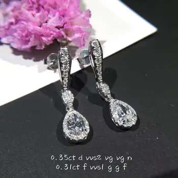 

Luxury Original 925 sterling silver Dangle Earring Pear cut Dimaond Jewelry Party Wedding Drop Earrings for Women Bridal Gift