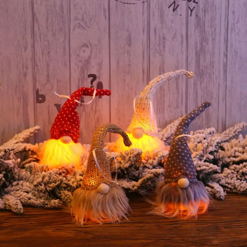 Рождественские светящиеся игрушки куклы с вязаной шляпой Рождественский гном шведские статуэтки праздничные украшения детские подарки