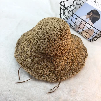 

Hat female foldable beach hat summer leisure straw hat small fresh sun hat holiday fisherman hat