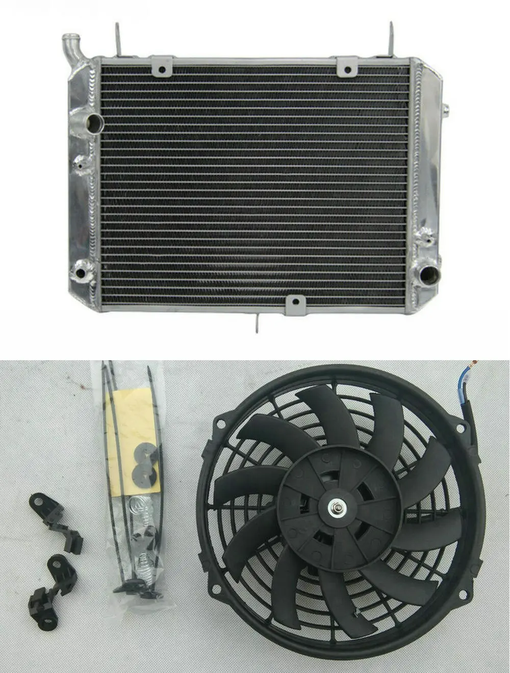 Radiator And Fan Алюминиевый радиатор для Yamaha FJR1300 FJR13 FJR 1300 A/АБС-пластик/R/RC FJR13AT/T/TC 2001-2005& кожух вентилятора подходит 2002 2003 2004 - Цвет: Radiator And Fan