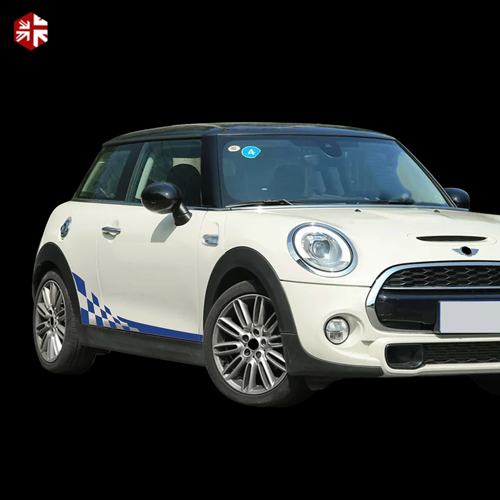 2 Pcs Racing Lattice Style Door Side Stripes Sticker Graphics Vinyl Body Decal For MINI Cooper S F56 One JCW Accessories