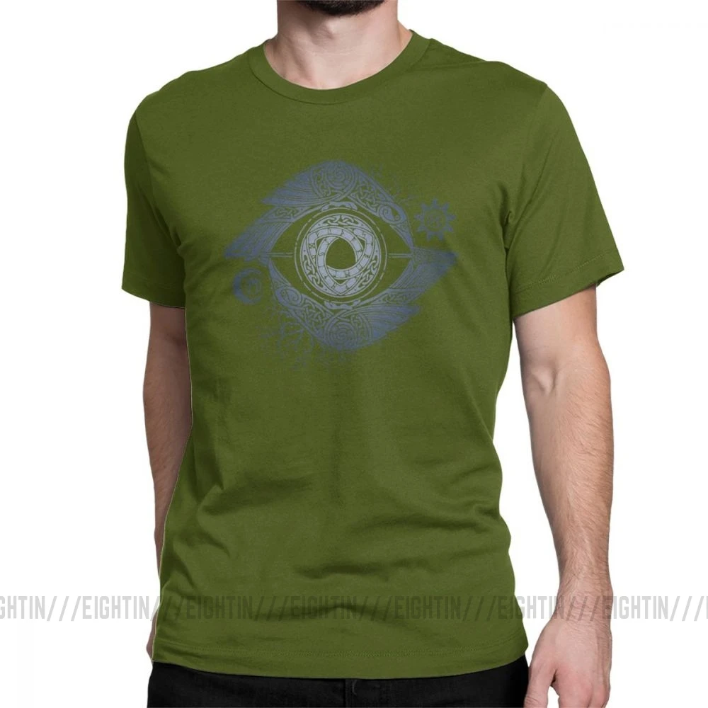 Viking футболка Odin's Eye Valhalla футболки для мужчин короткий рукав Funky Tees O образным вырезом хлопковая одежда размера плюс - Цвет: Армейский зеленый