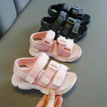 

Girls Sandals 2020 New Korean Summer Boys Shoes Kids Children Girl Simple Hook Loop Rubber Sandals Baby Shoe Middle Big Child