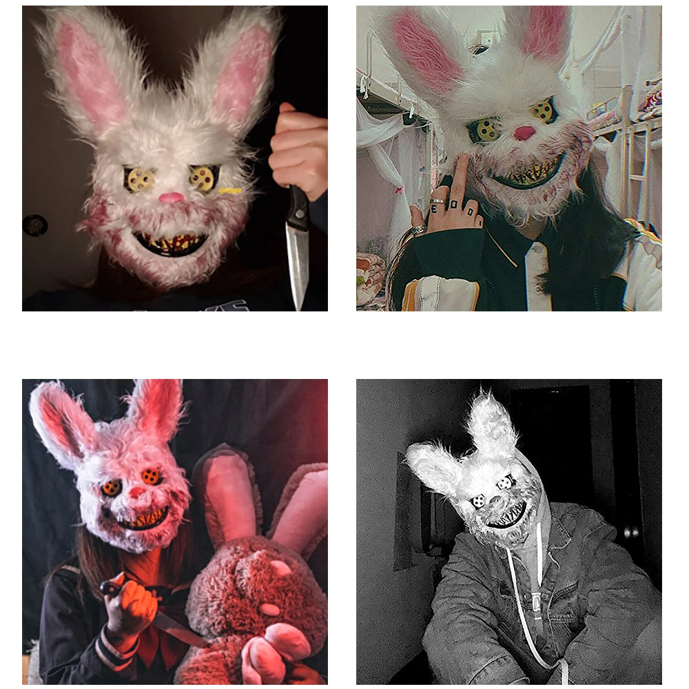 Хэллоуин маска кролика кровавая жуткий плюшевые маски кролика ужасная маска для взрослых и детей; маскарадный костюм; вечерние животных Косплэй костюм, реквизит