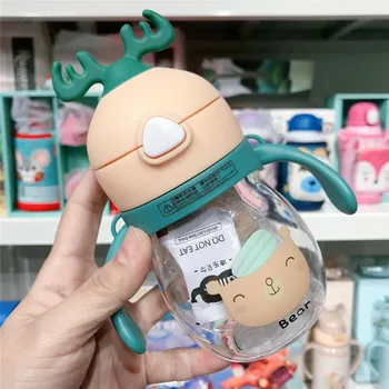 

school water bottles for boy Cartoon water bottles for baby TRITAN children water bottle straw kids water bottle for school