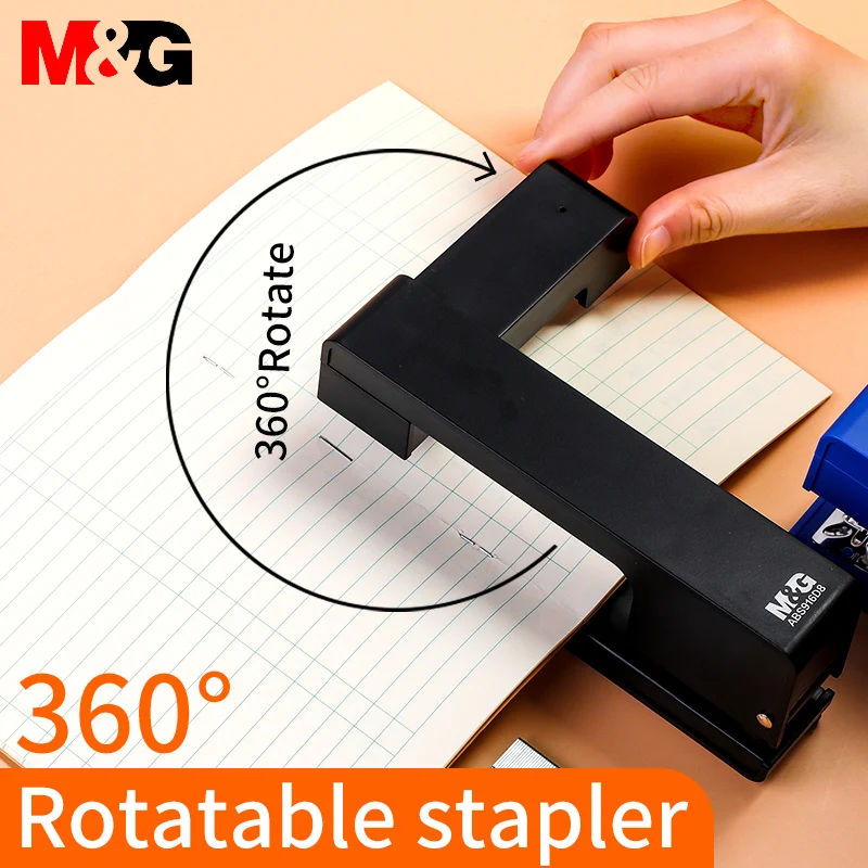 Rotary Stapler M&G 3 Colors 360 Degree Desktop with Staples Sharp Chisel Office School Stationery