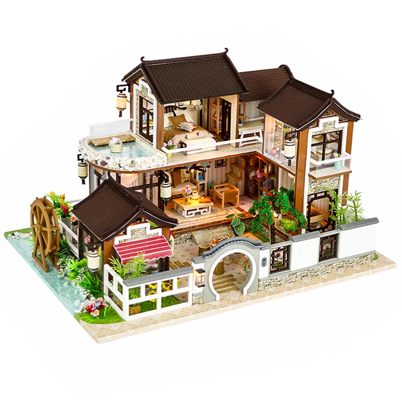 

Doll House Miniature DIY Dollhouse With Furnitures Wooden House Countryard Dweling Toys For Children Birthday Gift 13848