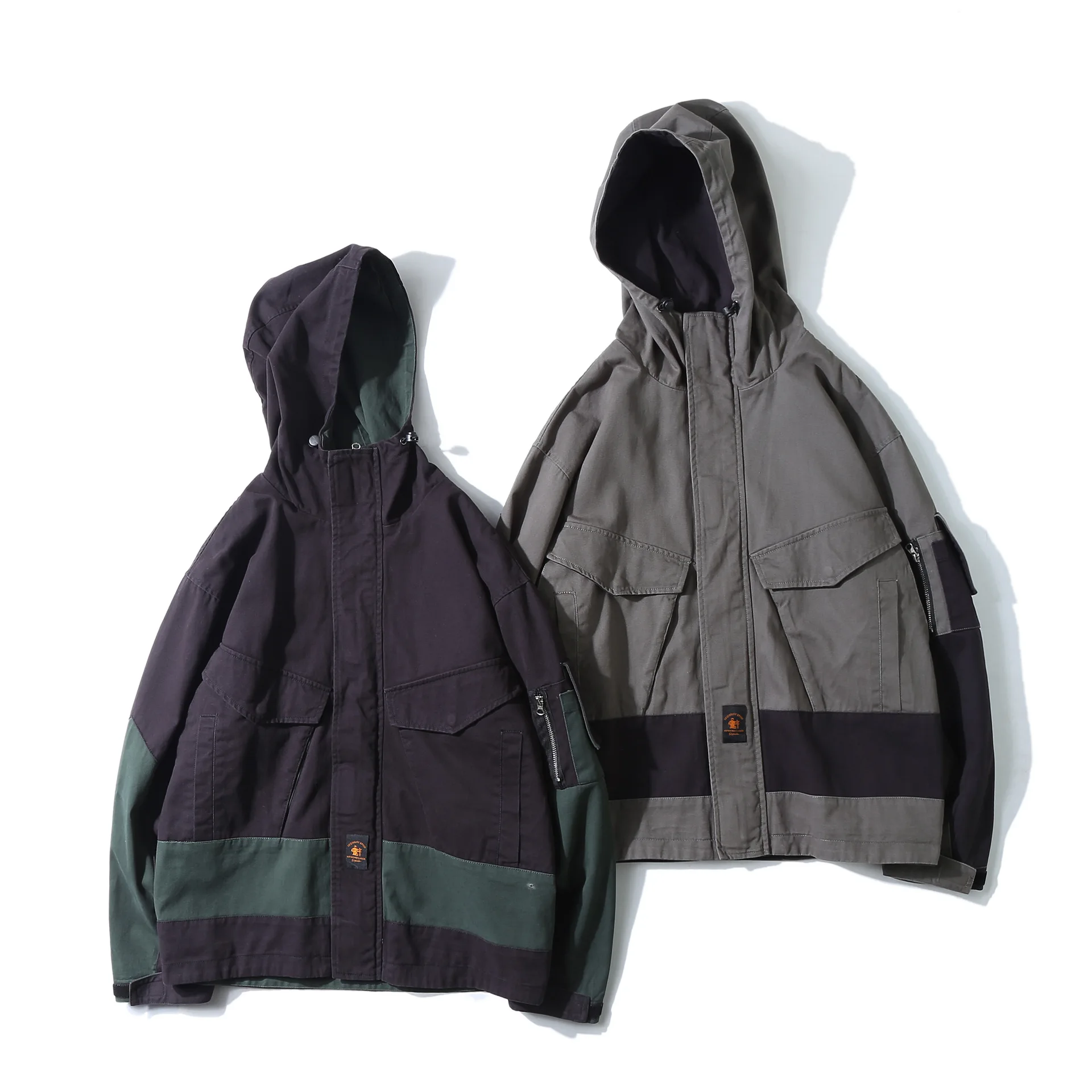 

City Where the Product 2020 Spring New Style Two-color Mixed Colors Jacket Hooded Multi-pockets Spring Clothing Men'S Wear Teena