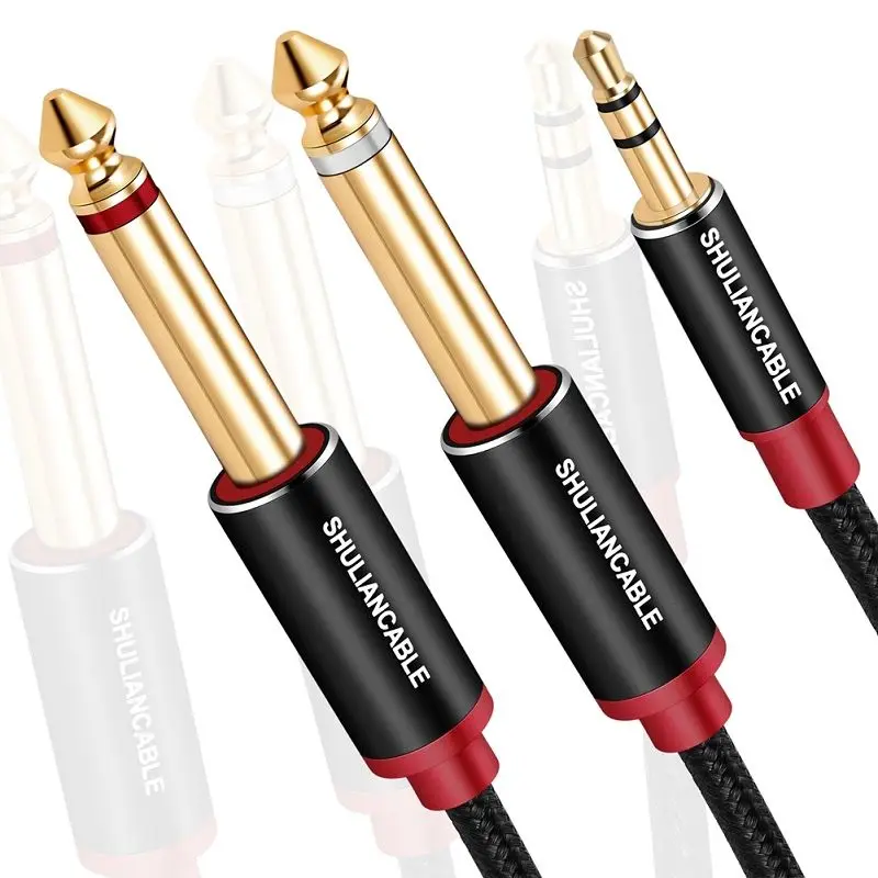 Cavo Ts Da 3.5Mm 1/8 "Trs A Doppio Da 6.35Mm 1/4", Per Iphone, Ipod, Altoparlanti Multimediali E Sistemi Stereo Domestici