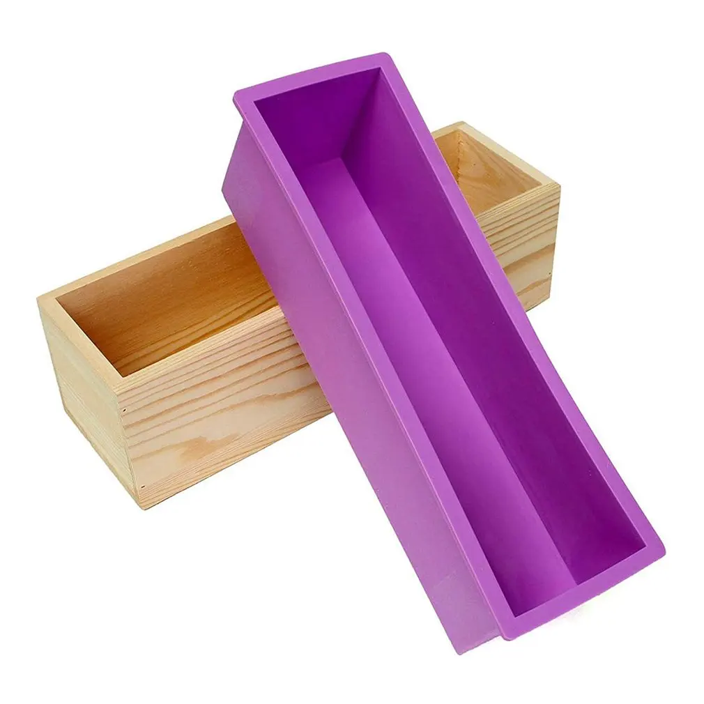 

Silicone Soap Making Mold Wooden Box Handmade Craft Soap Mould Toast Cake Loaf Mold DIY Handmade Soap Form Tray Mould