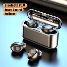 Tws bluetooth fones de ouvido para o telefone controle toque display led energia sem fio fones com microfone esportes à prova dheadset água