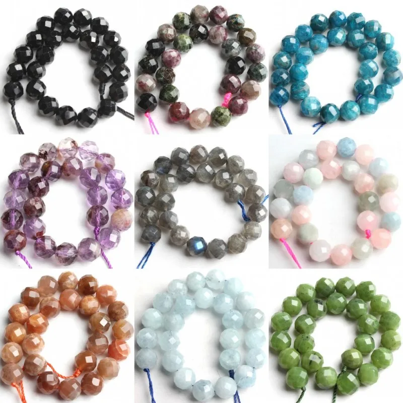 Aa + Morganite Naturale Aquamarina Lapis Lazuli Giade Perline Sfaccettato Perline Di Pietra Per Monili Che Fanno Fai Da Te Accessori Braccialetto 7.5'