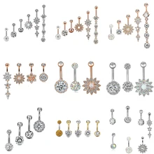 2/4/5/6/7 шт./компл. хирургические Сталь Пирсинг 14G живот пирсинг пупка пупок пирсинг Длинные висячие серьги живота Бар сексуальные ювелирные изделия для тела