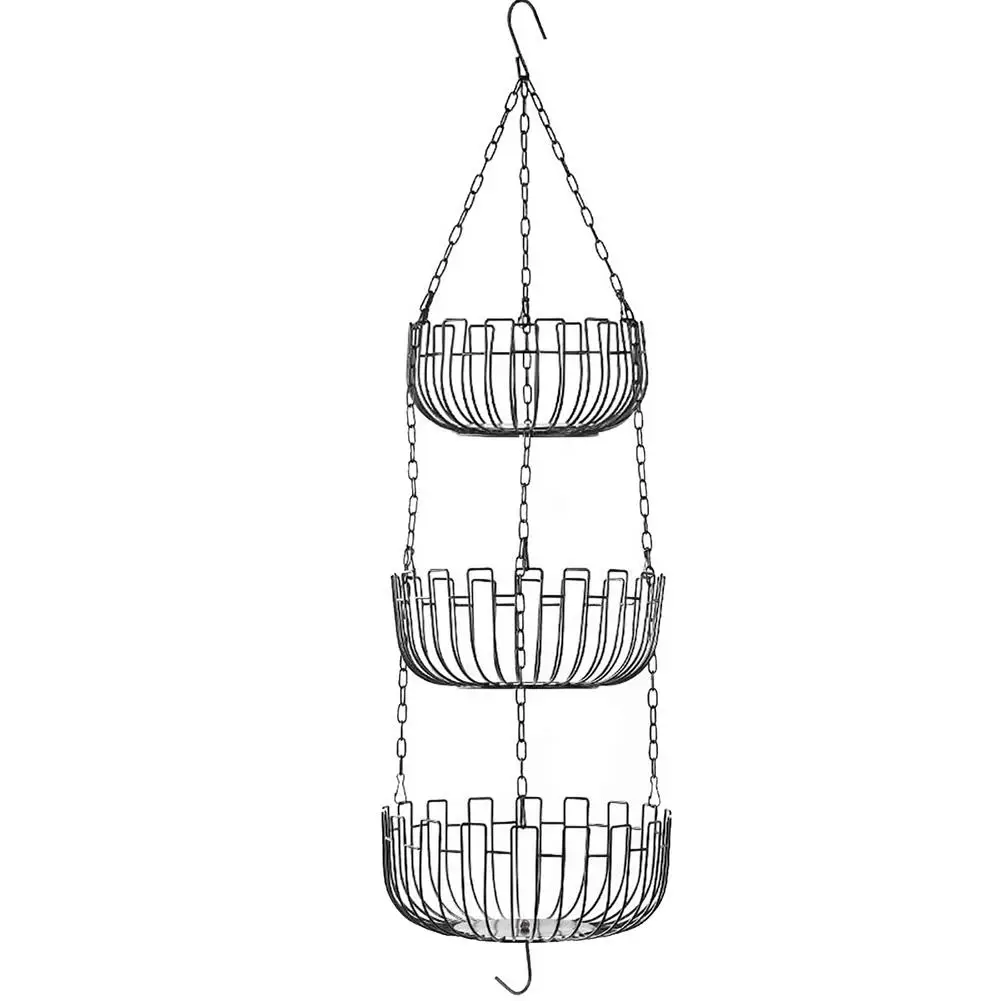 Vegetable Basket Wall Mount 3 Tier Fruit Basket Metal Wire Bowl