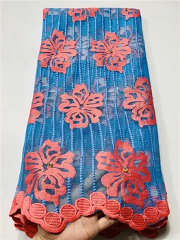 

Latest blue pink Nigerian Lace Fabrics High Quality African Laces Fabric Wedding Cheap African French Tulle Lace Fabric FYIN312
