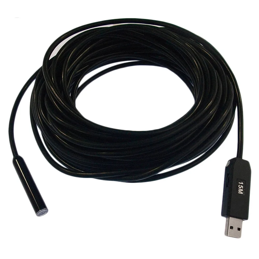 15 м кабель 10 мм Мини цифровой USB 2,0 эндоскоп осмотр 4 светодиодный IP67 водонепроницаемый HD Инспекционная камера для Android PC