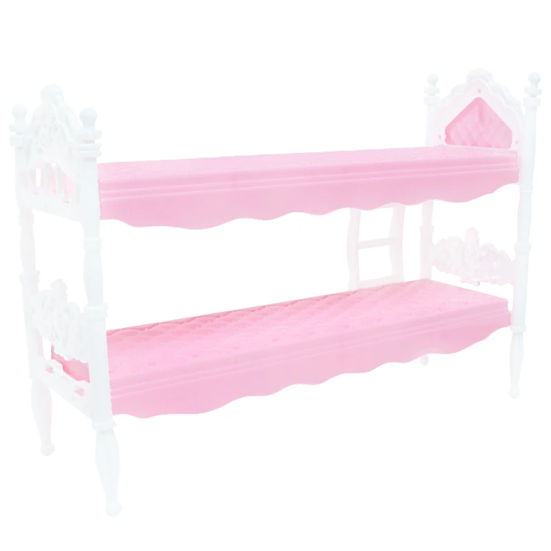 Letto In Scala 1/6 Per Bambole Stile Barbie, Fatto A Mano, Con Biancheria E Tavolino