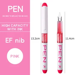 Vibrant Ink Fountain Pen Set - 8 Color Collection for Office & School - Stylish & Elegant Writing Essentials (EF Pink)
