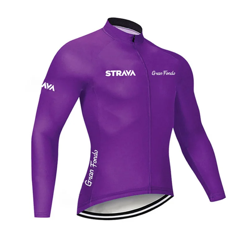 Pro Team STRAVA для мужчин Велоспорт Джерси дышащий с длинным рукавом велосипед рубашка велосипедная одежда спортивная mtb гоночная одежда K092608