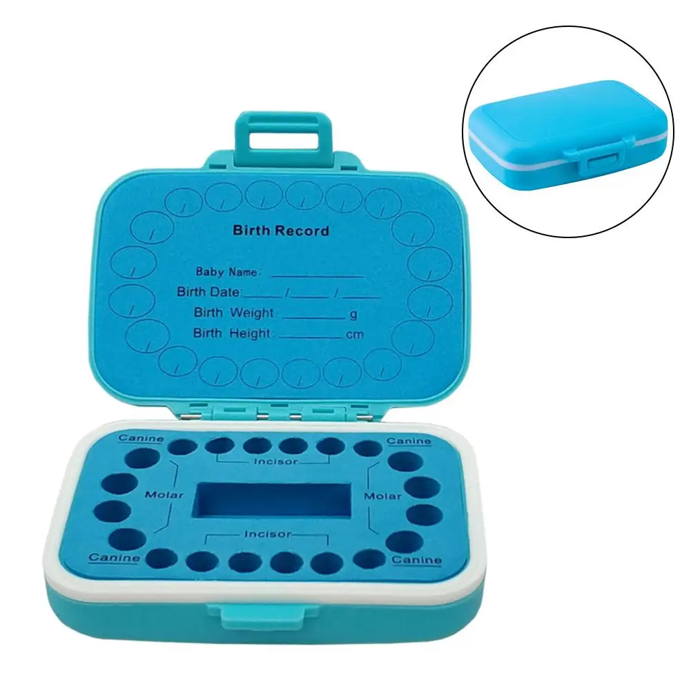 Waterproof Dust-proof Baby Tooth Box Baby Hair Collection Plastic Box Tooth Saving For Boys Girls - Цвет: Blue