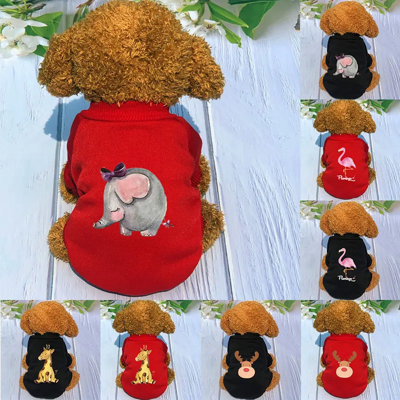Dog Clothes Elephant Printed Soft Pet Sweater for Small Dogs Clothing Winter Chihuahua Warm Outfit | Дом и сад