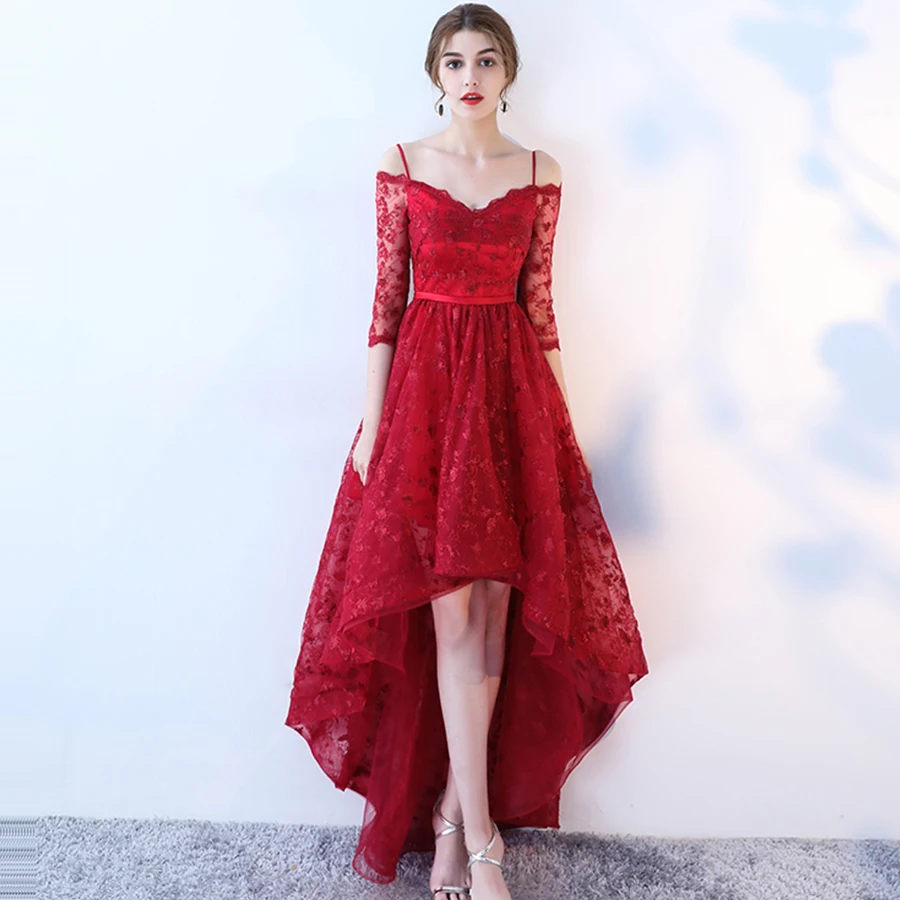 Формальные Вечерние платья LX997 рукав три четверти Robe De Soiree кружевное вечернее платье с v-образным вырезом Вечерние платья с открытыми плечами