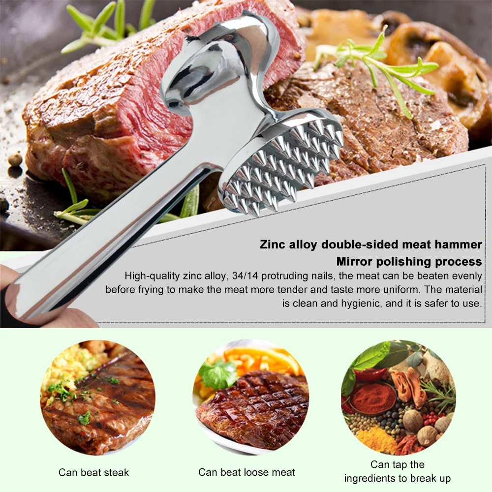 Meat Tenderizer 1 pcs - Aluminium Meat Mallet - Dual-Sided Meat Tenderizer  Tool Kitchen Meat Pounder Home Meat Hammer for Tenderizing Ice Steak 