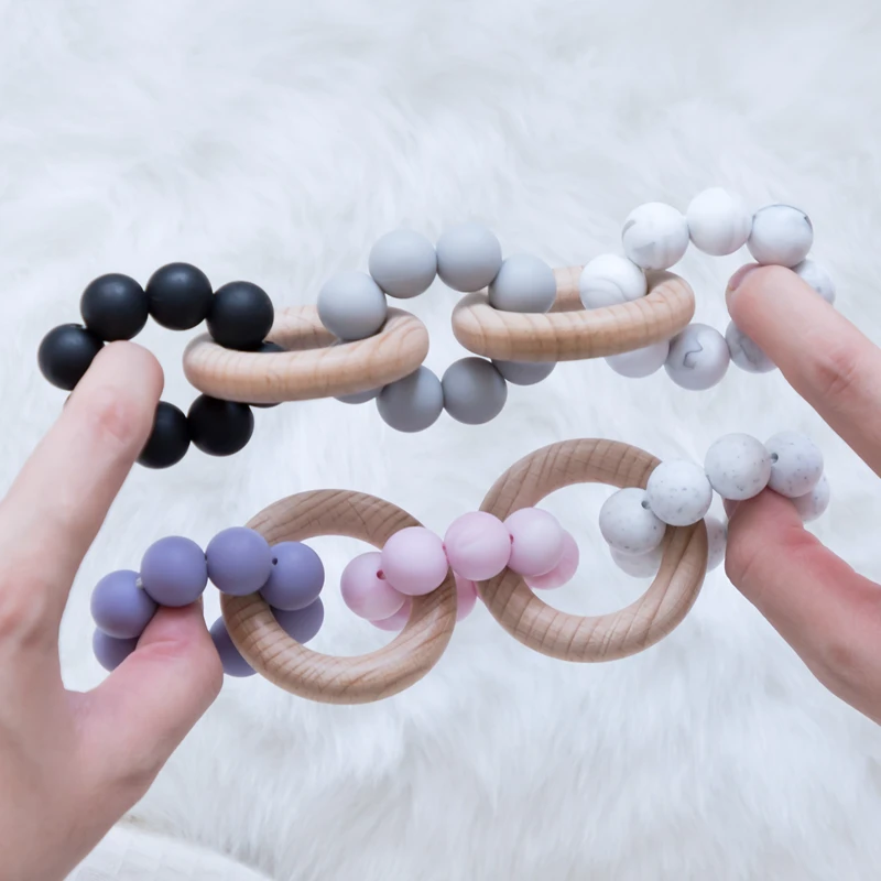 Baby Teethers Beech Wooden Rattles Teething Rodent Tiny Rod Baby Toys Pendant For Newborn Feeding Double 5