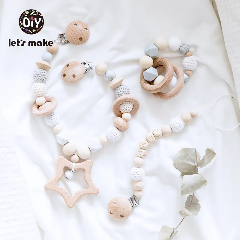 Давайте сделаем детская кровать висячая погремушка игрушки крючком Соска с бусами цепи и кормящих браслет и соска цепи звезда детские погремушки