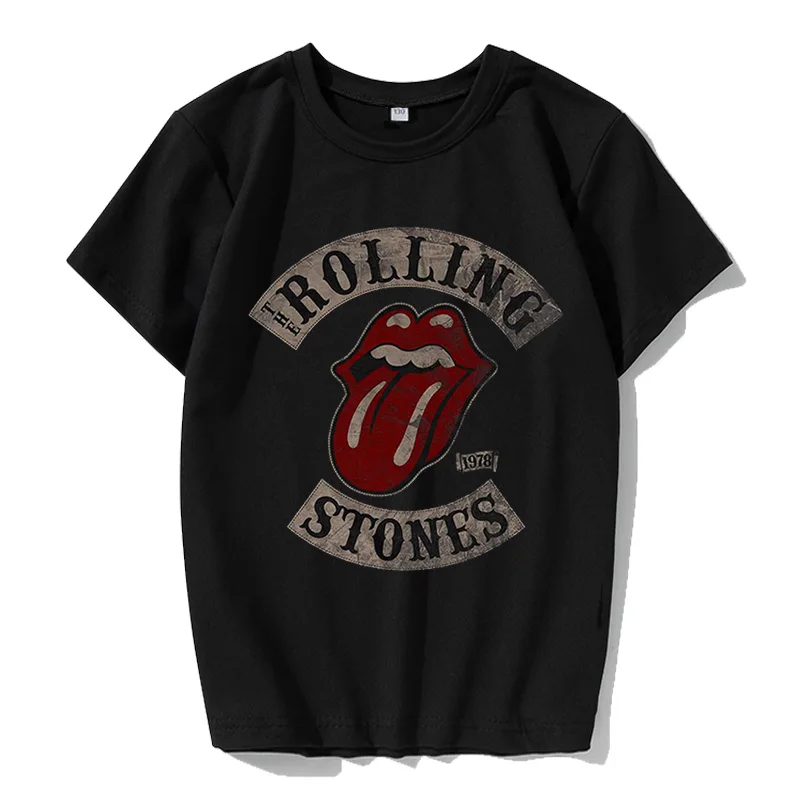 Rolling Stones - Men's Short Sleeve T-shirt Black Shirt Big Metal Rock 1978 Tour | Мужская одежда