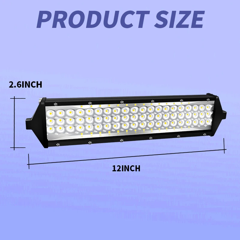 2 шт. 12 дюймов 264 Вт Светодиодный светильник 5 строк точечный прожектор рабочий светильник для вождения внедорожника, лодки, автомобиля, трактора 4x4 SUV