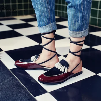 

Prowow Fashion Style Spring Summer Women Flats Shoes Square Toe Pearls Lace Up Women Flat Ladies Casual Comfortable Shoes Woman