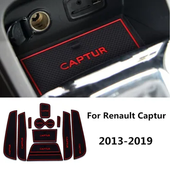 

10PCS For Renault Captur 2013-2019 Car Non-Slip Interior Door Gate Slot Mats Cup Holder Pads Groove Mat Cushions Car Accessories