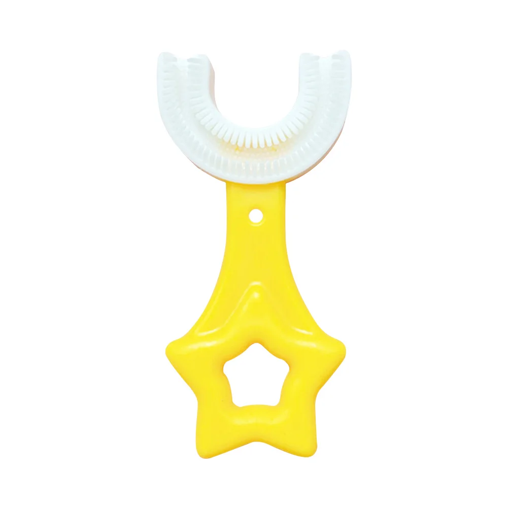 U Shaped Toothbrush 2-12 Ages Kids Toothbrush U-Shape Infant Toothbrush with Handle Silicone Oral Care Cleaning Brush for Baby