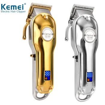 Kemei KM-1986 LCD Display Barber Professional Hair Clipper Electric Cordless Hair Trimmer Gold Silver Hair Cutting Machine Mower 1