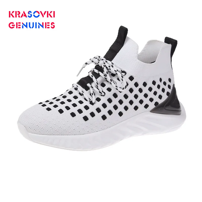 Krasovki/женские кроссовки из натуральной кожи Модные сетчатые на низком каблуке