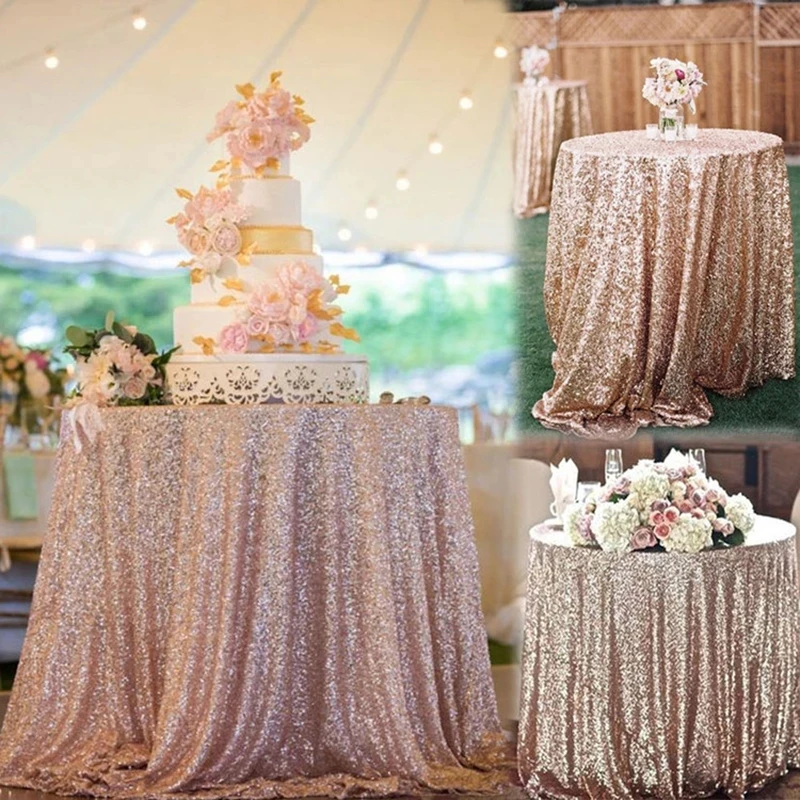 Table Skirt Tablecloth Glitter Sequin Table Cloth Multi-Color Home Wedding Decor 