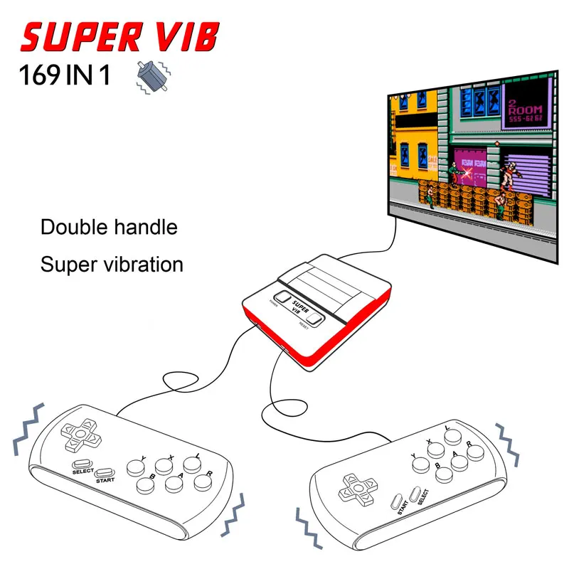 Супер VIB ТВ вибрационная ручка игра с 169 играми FC Домашняя игра машина видеоигры игра SNES вибрационная консоль Ретро игра