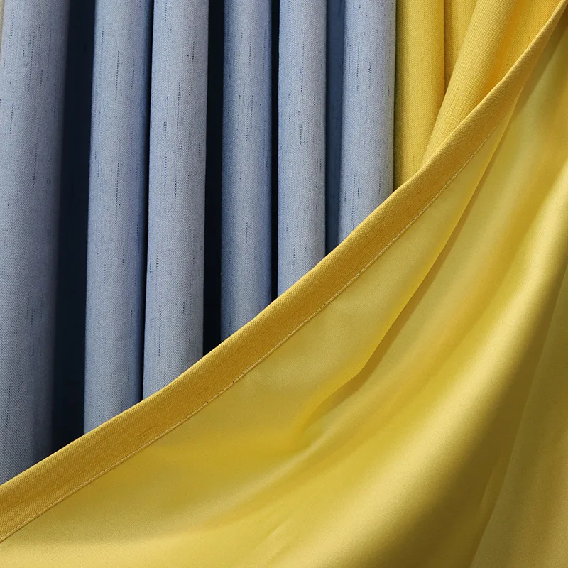

Black Out High Shading Curtain Thick Linen Shade Simple Living Room Bedroom Shade Solid Color Thick Curtains
