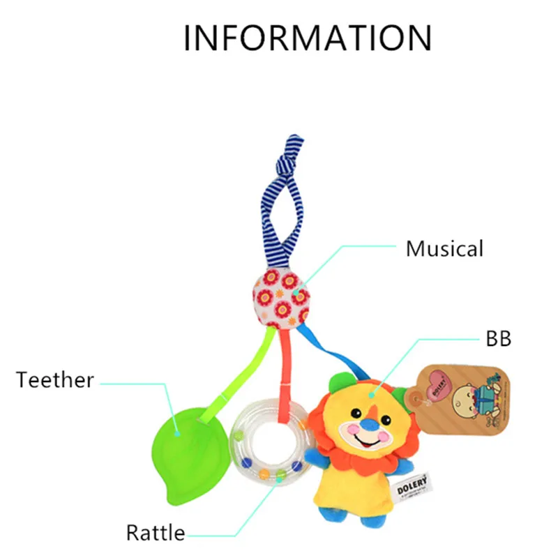 Soft Infant Crib Bed Stroller mobile Hanging Rattle Toys Baby Frog Elephant Owl Cat Toy Trolley 0-12 Newborn Plush Educational