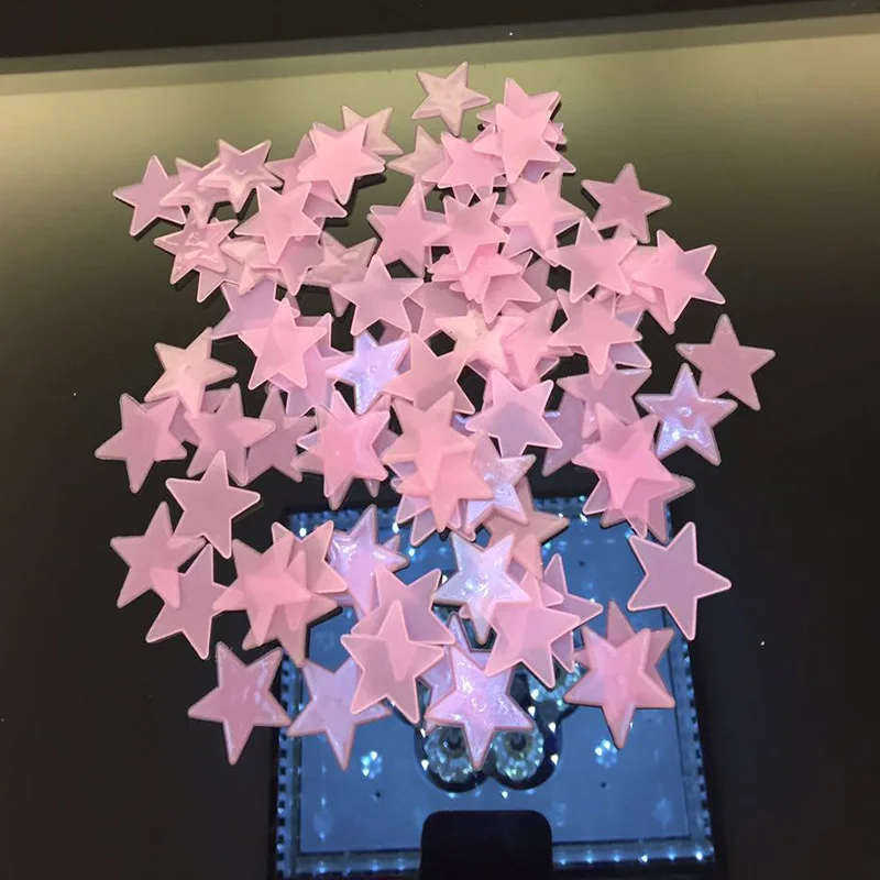 100 шт. светится в темноте игрушка 3 см светящиеся звезды наклейки на стену игрушки для спальни флуоресцентная пластиковая декоративная живопись ПВХ наклейки