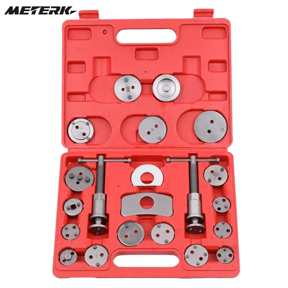 

21pcs Auto Universal Disc Brake Caliper Car Wind Back Pad Piston Compressor Automobile Garage Repair Tool Kit Set with Case