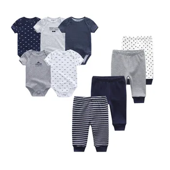 

9PCS/LOT Newborn Baby Clothes Sets 100% Cotton Rompers+ Pants Baby Jumpsuit Girl Clothing Pants Ropa Bebe Toddler Clothing Sets