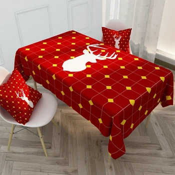 

Nordic Christmas Rectangle Tablecloth Cartoon Letters Waterproof Table Cover