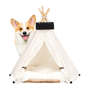

Pet Tent Dog Kennel Teepee Tents Dog Nest House Bed For Cat Pet Tent Indoor Puppy Outdoor Washable Pets Supplies Kennel Portable