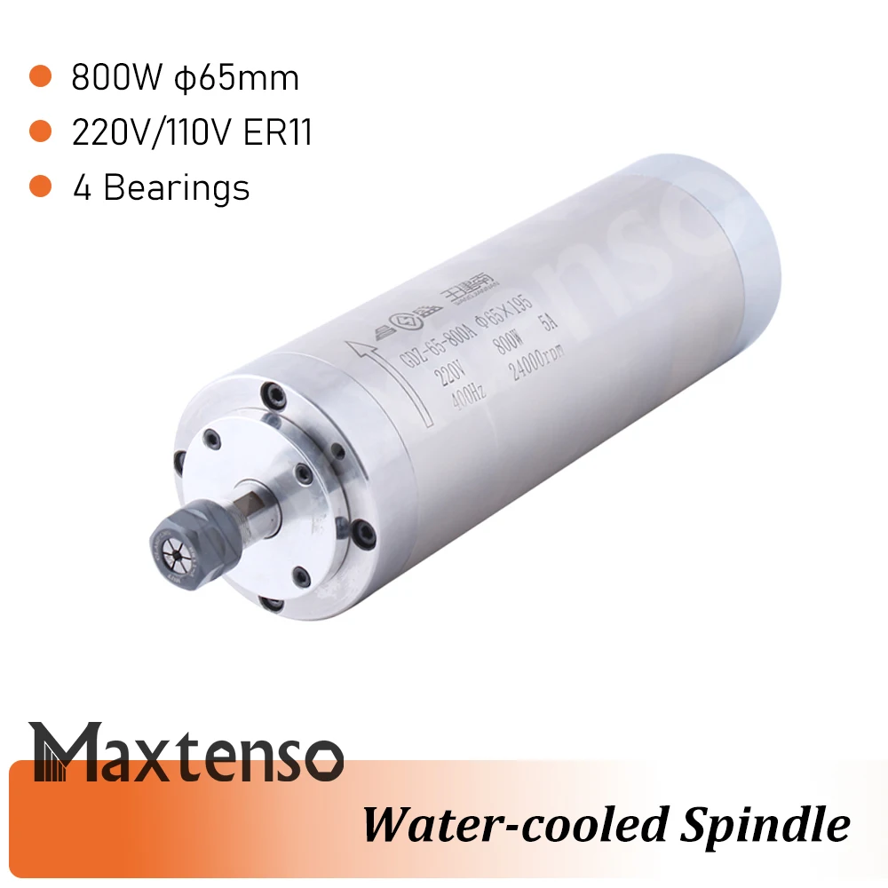 MAXTENSO 0.8KW 220V 110V Water cooling Spindle Motor CNC 800W 65mm ER11 Water-cooled for Engraving Milling Machine GDZ65-800A