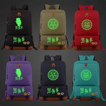 

Green Luminous Cartoon Blackr Butle Boy Girl Book School bag Women Bagpack Teenagers Schoolbags Men Student Patchwork Backpack