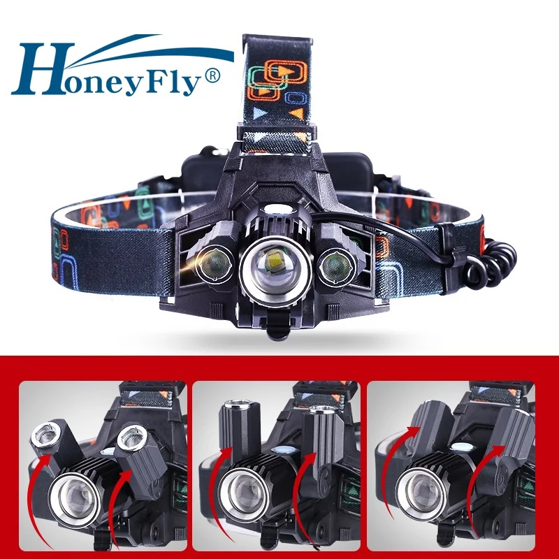 

HoneyFly 360 Rotate Telescopic Zoomable Head Lamp USB 18650 Rechargeable T6 LED 4 Modes Bicycle Frontale Headlamp